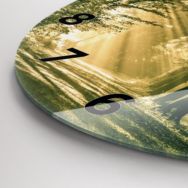 Zegar ścienny okrągły Promienie słoneczne Las