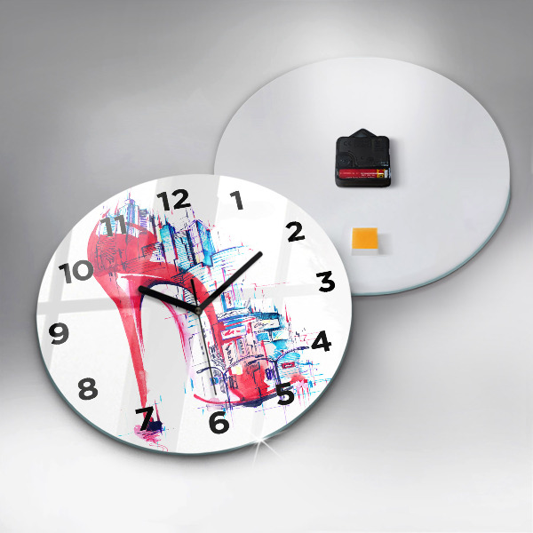 Zegar ścienny okrągły Czerwony obcas