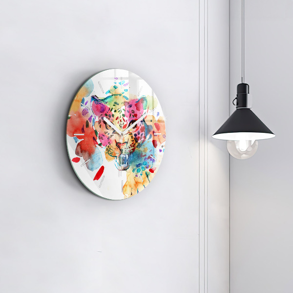 Zegar ścienny okrągły Abstrakcja dziki kot