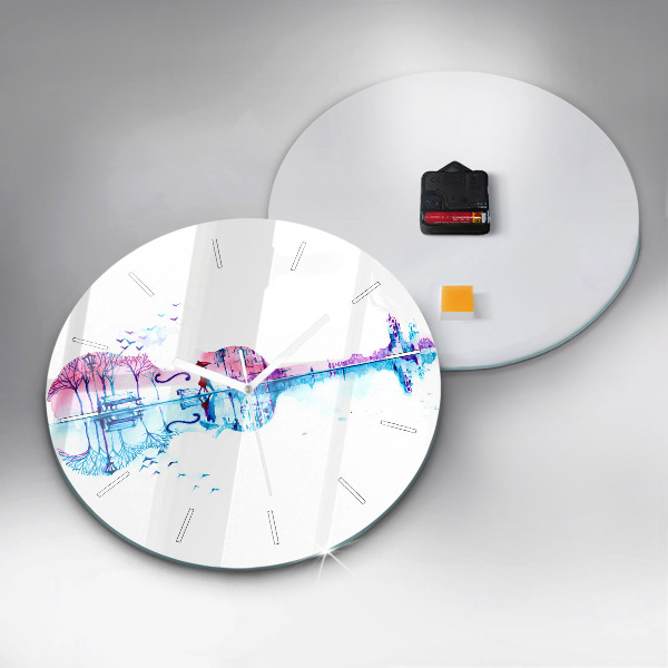 Zegar ścienny okrągły Wiolonczela park jezioro