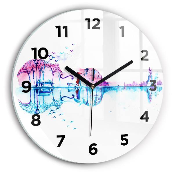 Zegar ścienny okrągły Wiolonczela park jezioro