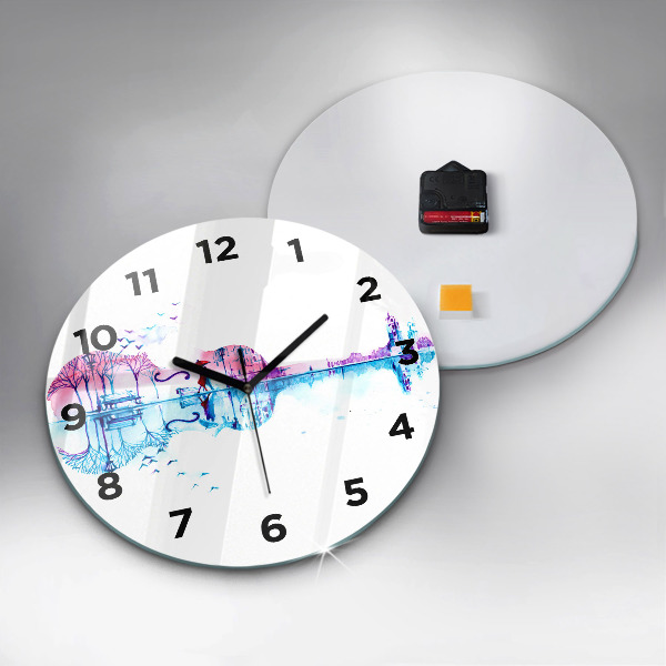 Zegar ścienny okrągły Wiolonczela park jezioro