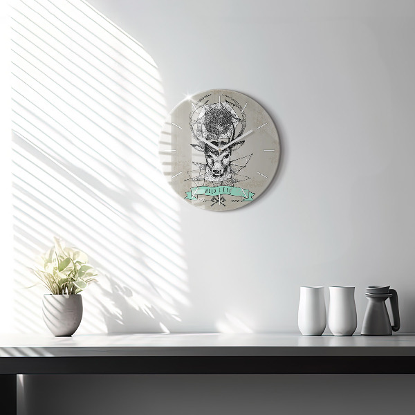 Zegar ścienny okrągły Głowa jelenia