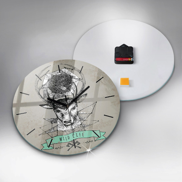 Zegar ścienny okrągły Głowa jelenia