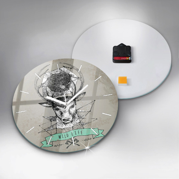 Zegar ścienny okrągły Głowa jelenia