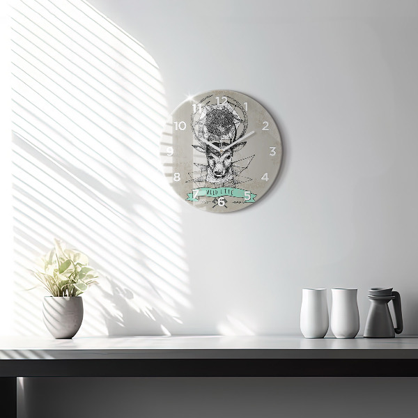 Zegar ścienny okrągły Głowa jelenia