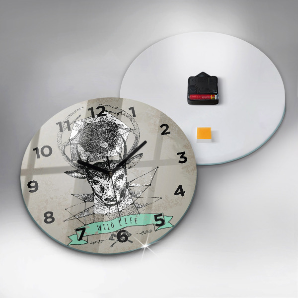 Zegar ścienny okrągły Głowa jelenia