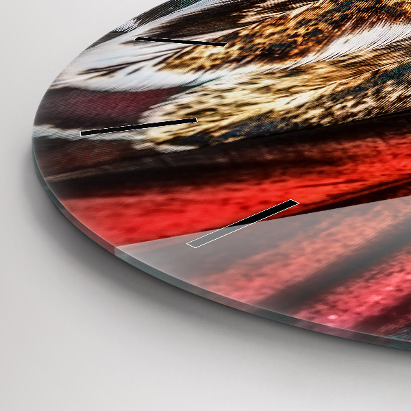 Zegar ścienny okrągły Jasnobrązowe pióra ptaka