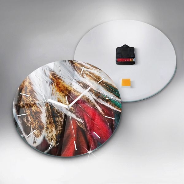 Zegar ścienny okrągły Jasnobrązowe pióra ptaka