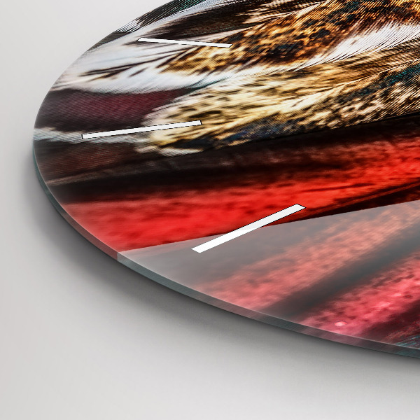 Zegar ścienny okrągły Jasnobrązowe pióra ptaka