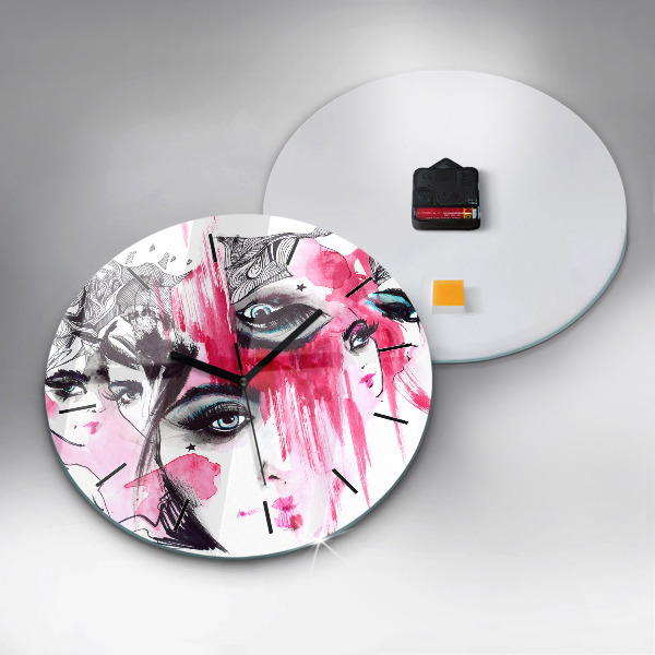 Zegar ścienny okrągły Wiele twarzy abstrakcja