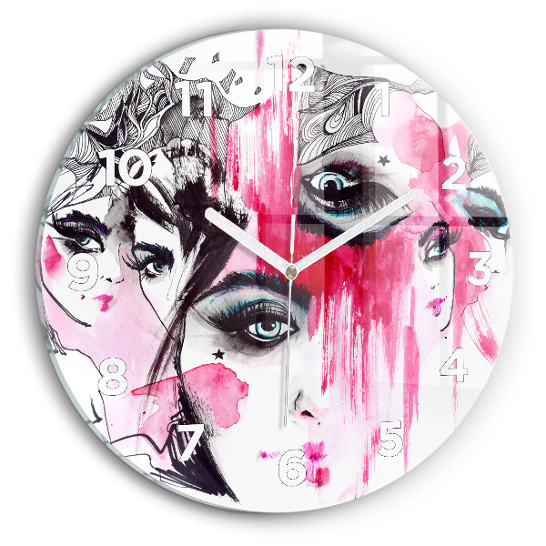 Zegar ścienny okrągły Wiele twarzy abstrakcja