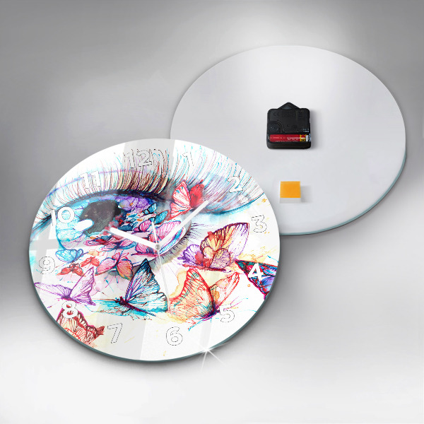 Zegar ścienny okrągły Kolorowe oko motyle