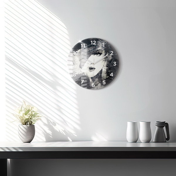 Zegar ścienny okrągły Kobieta – akwarele