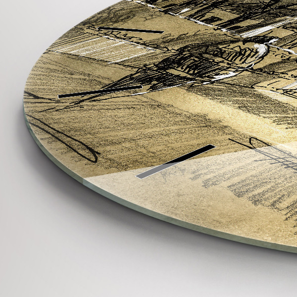 Zegar ścienny okrągły Park i drzewa w sepii