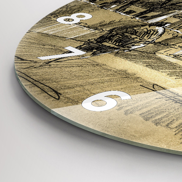 Zegar ścienny okrągły Park i drzewa w sepii