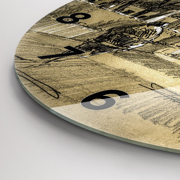 Zegar ścienny okrągły Park i drzewa w sepii