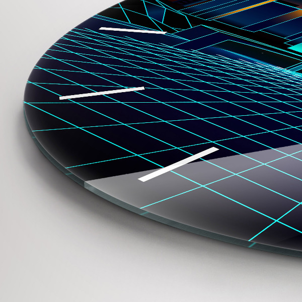 Zegar okrągły z nadrukiem Cyberprzestrzeń miasto