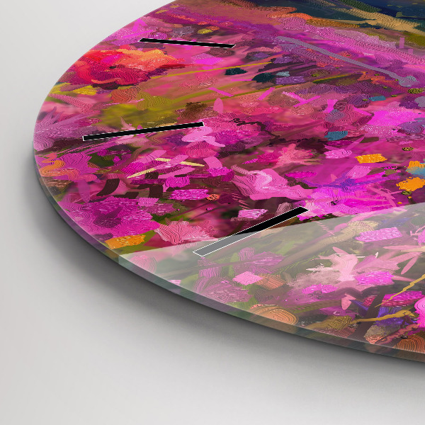 Zegar okrągły z nadrukiem Pejzaż natury i kwiatów