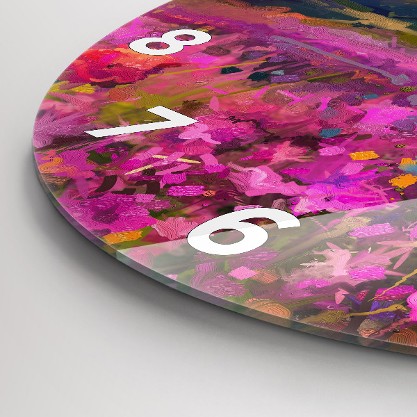 Zegar okrągły z nadrukiem Pejzaż natury i kwiatów