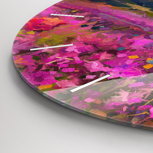 Zegar okrągły z nadrukiem Pejzaż natury i kwiatów