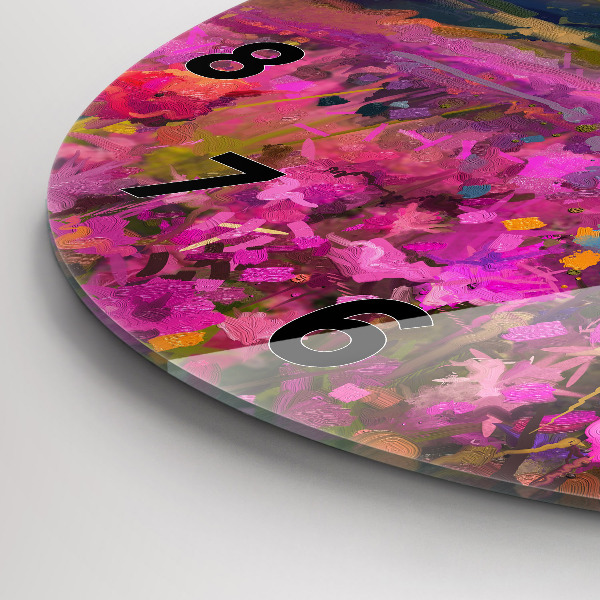 Zegar okrągły z nadrukiem Pejzaż natury i kwiatów