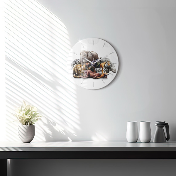 Zegar ścienny okrągły Dzikie zwierzęta