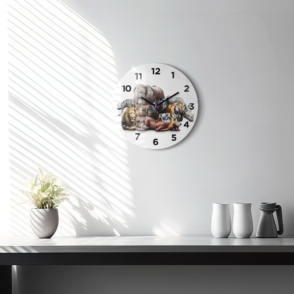 Zegar ścienny okrągły Dzikie zwierzęta