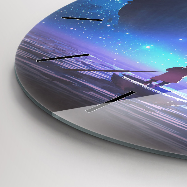 Zegar okrągły z nadrukiem Żaglowiec fantasy