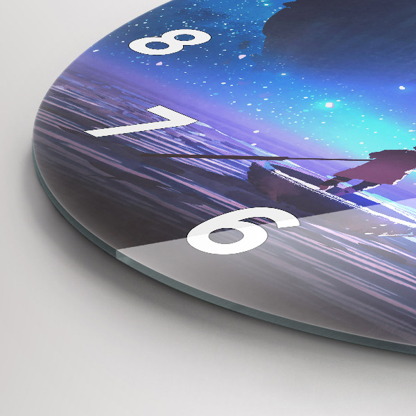 Zegar okrągły z nadrukiem Żaglowiec fantasy