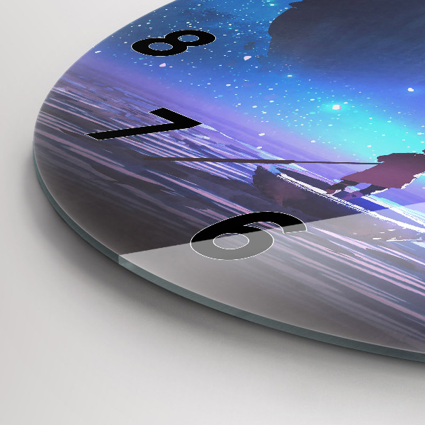 Zegar okrągły z nadrukiem Żaglowiec fantasy