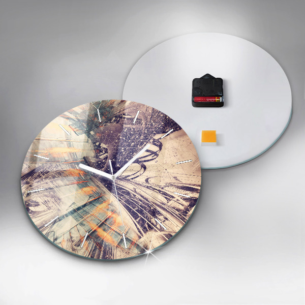 Zegar okrągły z nadrukiem Abstrakcyjny mechanizm