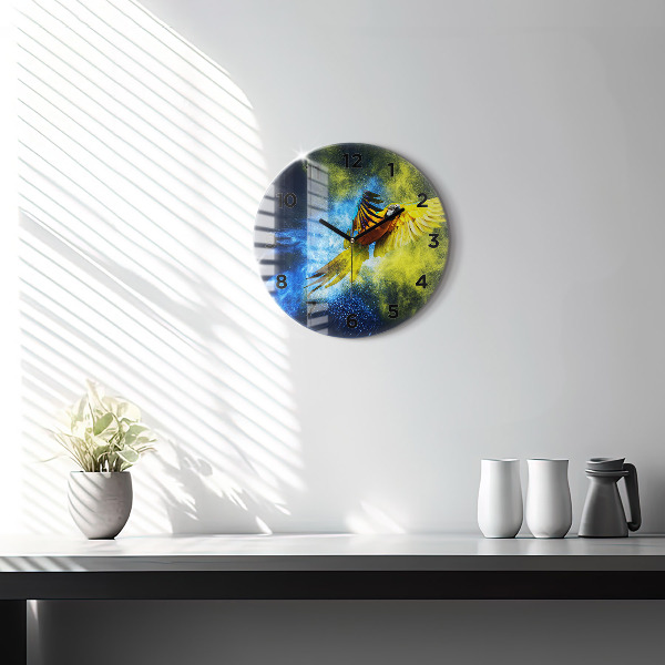 Zegar okrągły z nadrukiem Kolorowa papuga