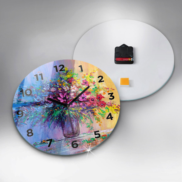 Zegar okrągły z nadrukiem Kwiaty w wazonie