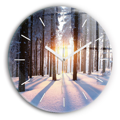 Zegar ścienny okrągły Zachód słońca Las