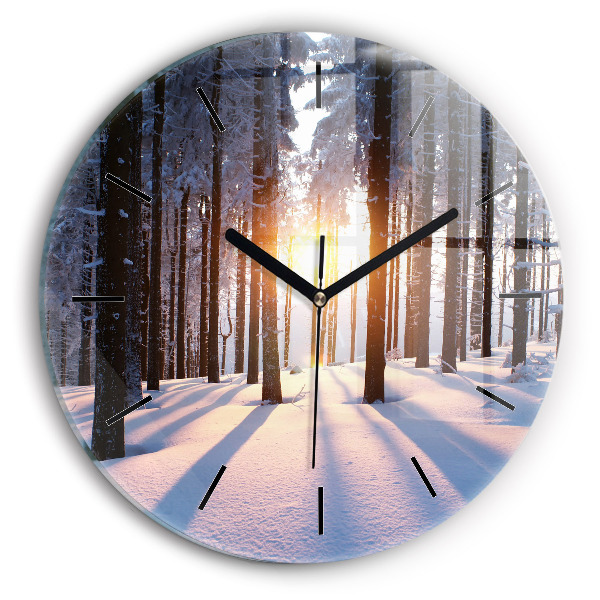 Zegar ścienny okrągły Zachód słońca Las