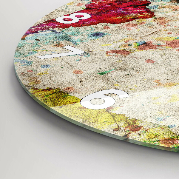 Zegar ścienny okrągły Kolorowa mapa świata