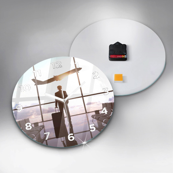 Zegar ścienny okrągły Człowiek na lotnisku