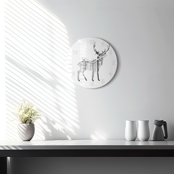 Zegar ścienny okrągły Sylwetka jelenia Las