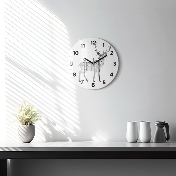 Zegar ścienny okrągły Sylwetka jelenia Las