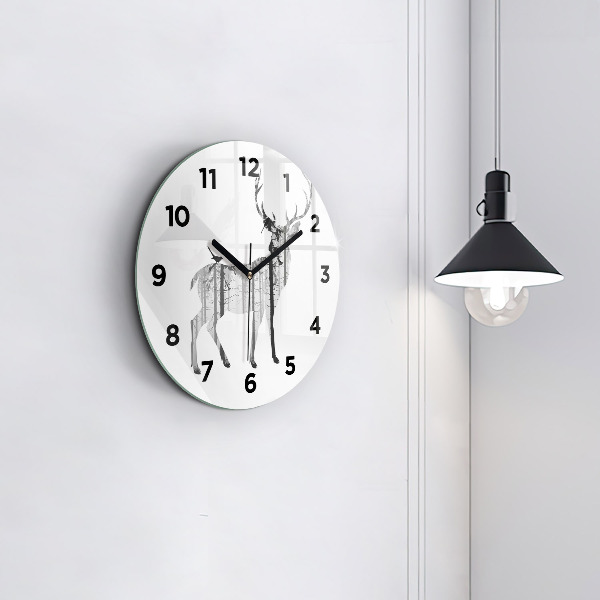 Zegar ścienny okrągły Sylwetka jelenia Las