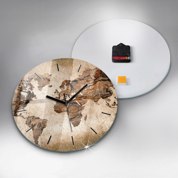 Zegar ścienny okrągły Mapa świata vintage