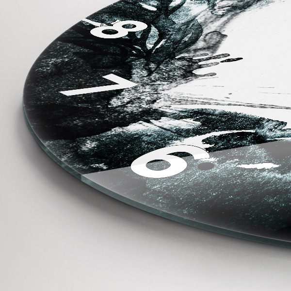 Zegar okrągły Portret kobiety czerwone usta