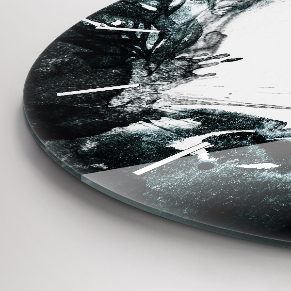 Zegar okrągły Portret kobiety czerwone usta