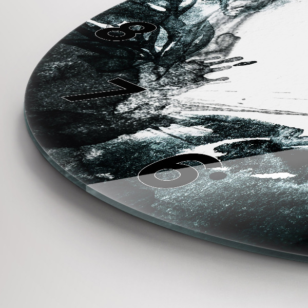 Zegar okrągły Portret kobiety czerwone usta