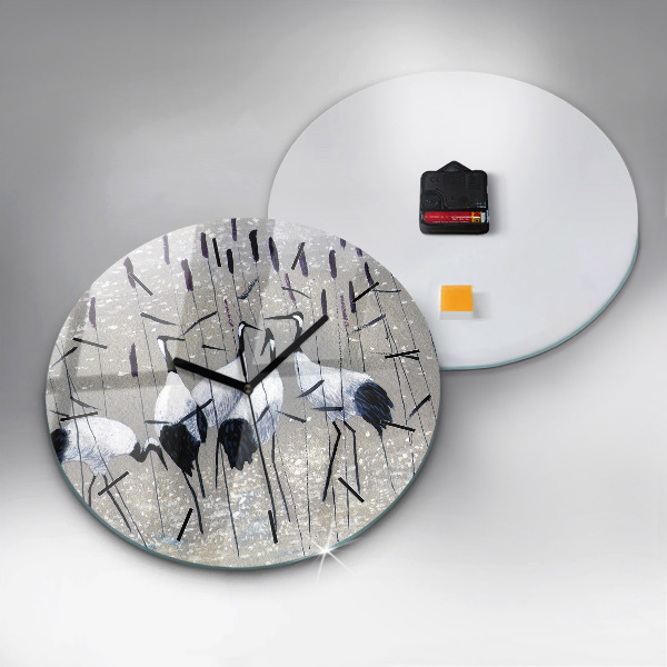 Zegar okrągły Żurawie w trzcinie