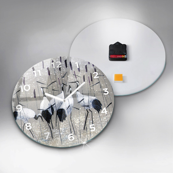 Zegar okrągły Żurawie w trzcinie