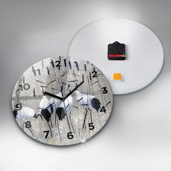 Zegar okrągły Żurawie w trzcinie