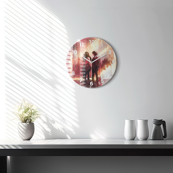 Zegar okrągły Młoda zakochana para