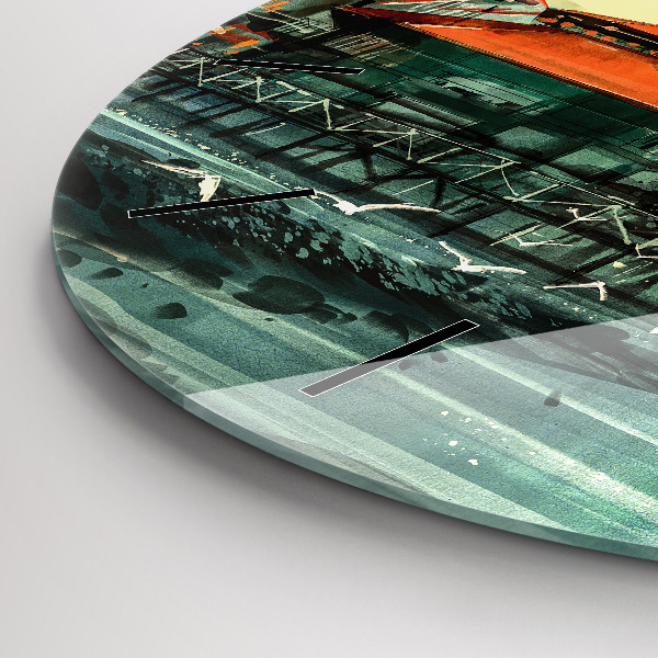 Zegar okrągły Wioska rybacka